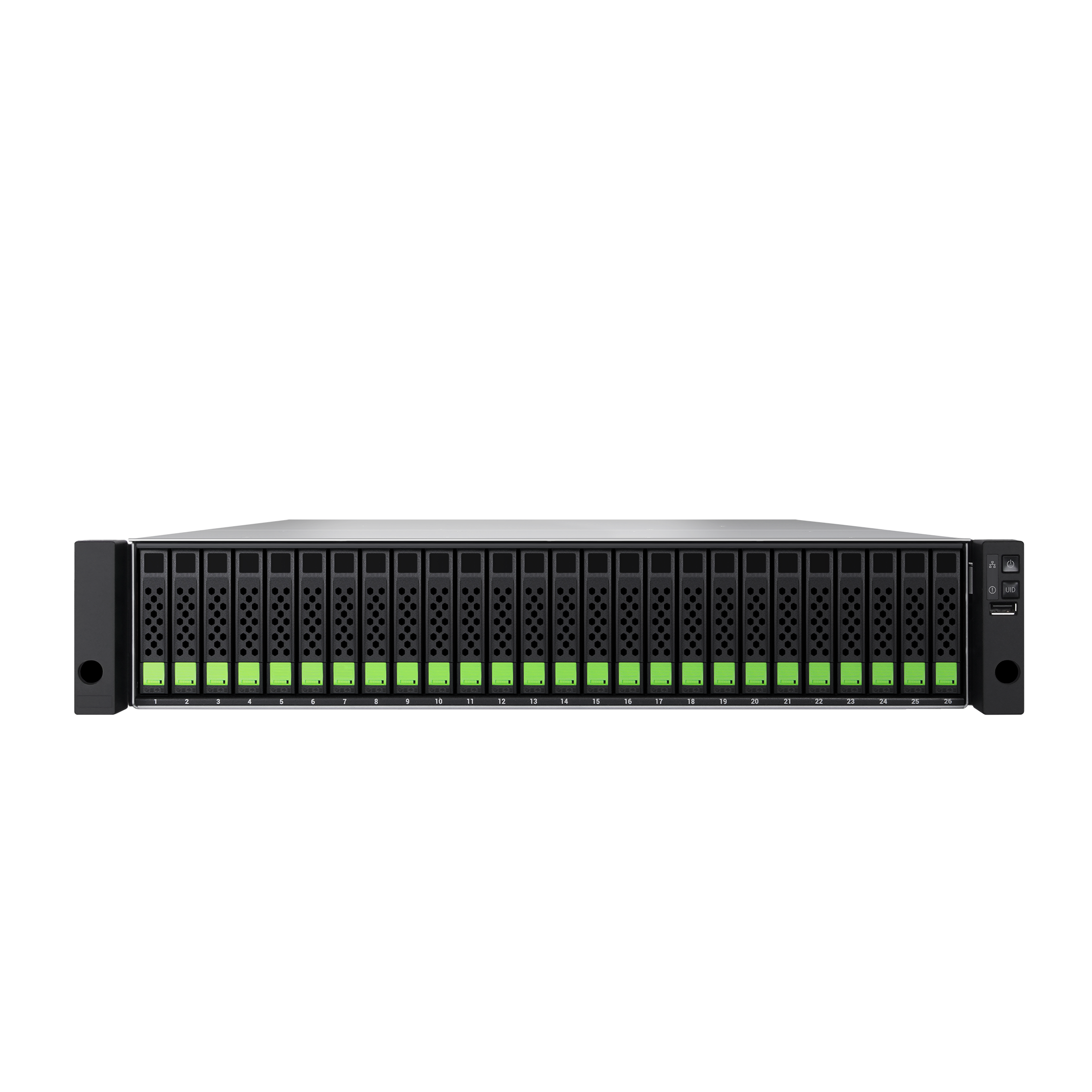 QSAN XCubeNXT XN5126 — 26-bay hybrid unified storage, front view