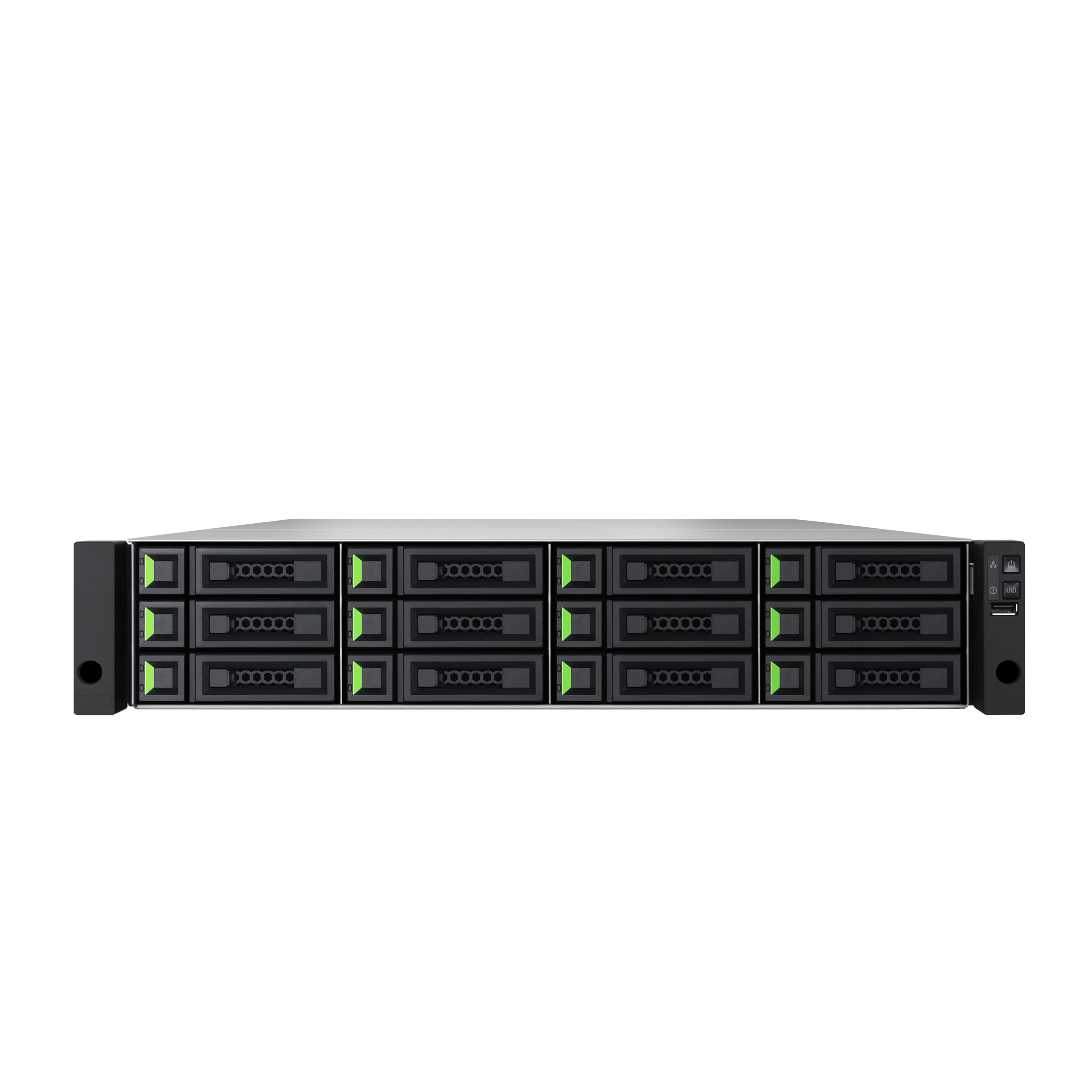 QSAN XCubeSAN XS3312 — 12-bay 2U dual-active hybrid SAN, front view