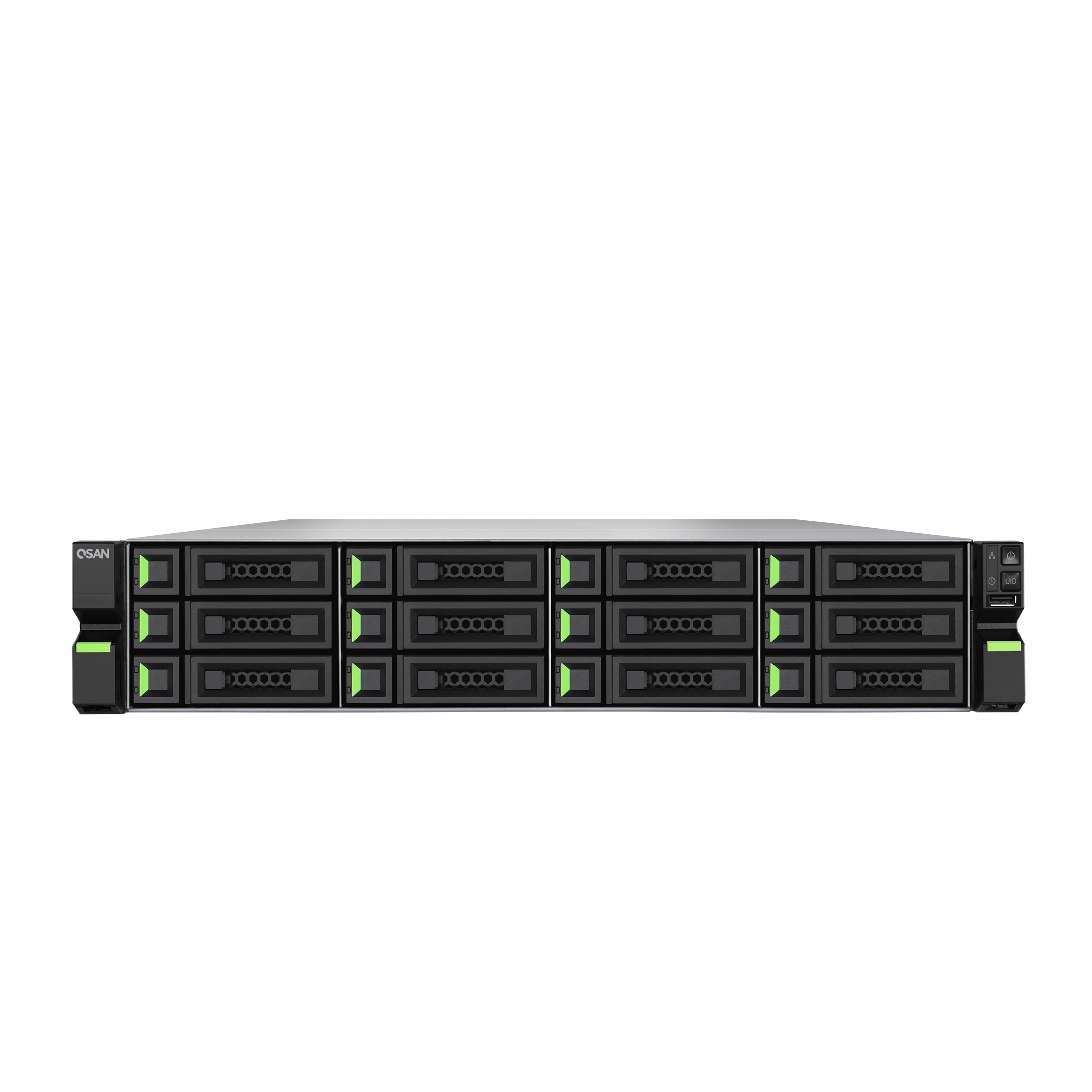 QSAN XN2116 — 16-bay 3U rackmount NAS, front view