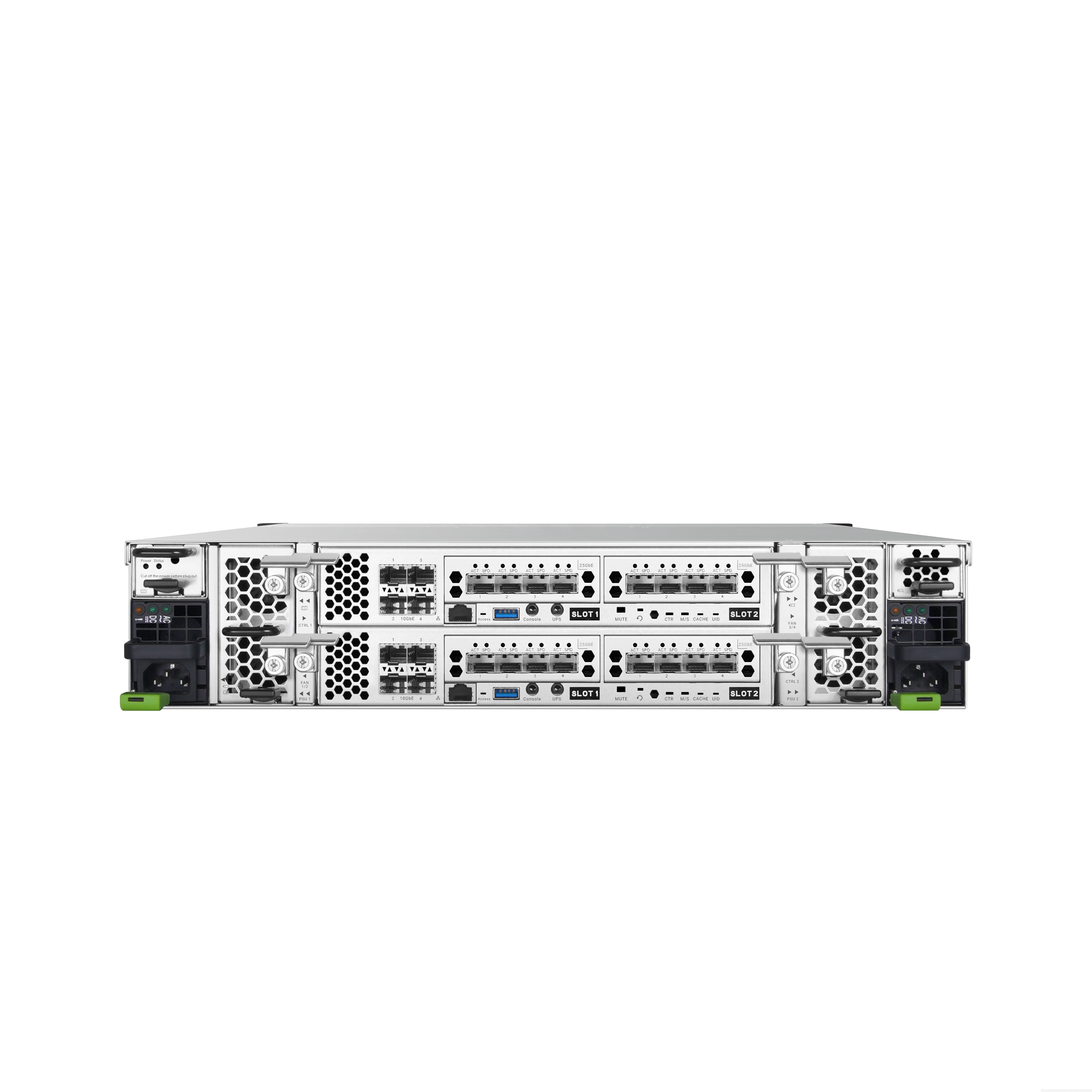 QSAN XN3212 — rear view with controller handles, dual-controller configuration